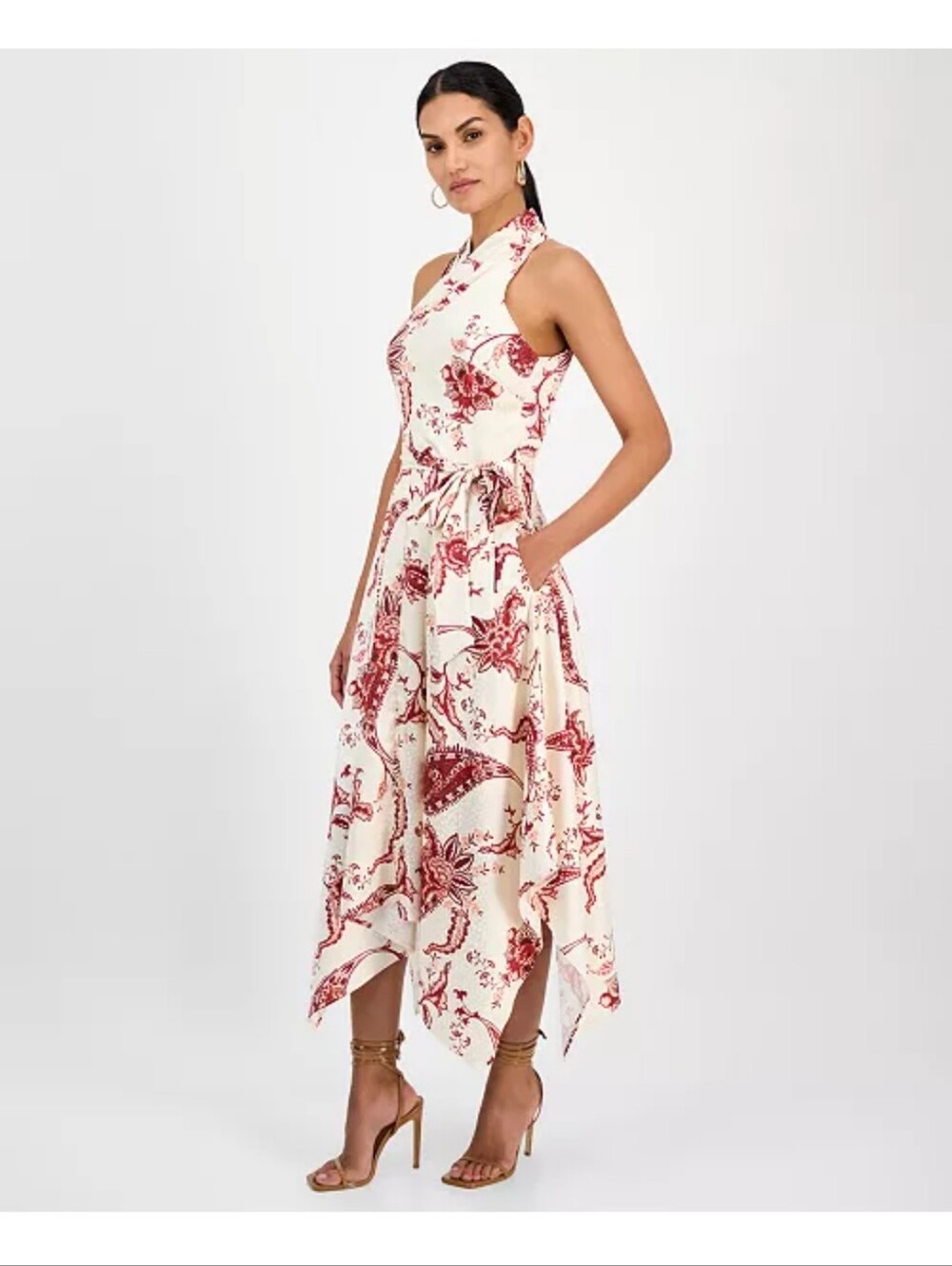 Rachel Rachel Roy NWT $169 Beige Burgundy Paisley Halter Maxi Dress Size 12 Boho - Picture 2 of 12